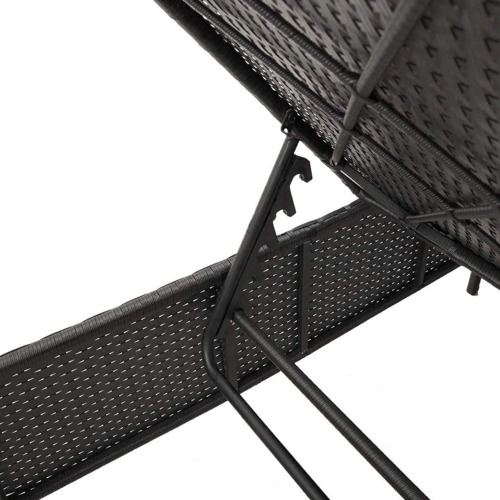 Sonnenliegen mit Auflagen 2 Stk. Schwarz Poly Rattan