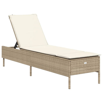 Sonnenliegen mit Auflagen 2 Stk. Beige Poly Rattan