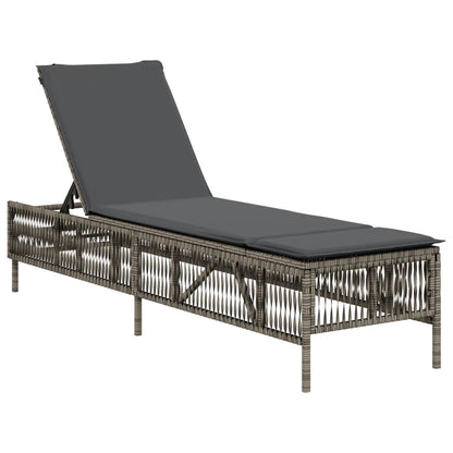 Sonnenliegen mit Auflagen 2 Stk. Grau Poly Rattan