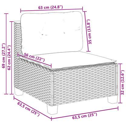 10-tlg. Garten-Sofagarnitur mit Kissen Grau Poly Rattan