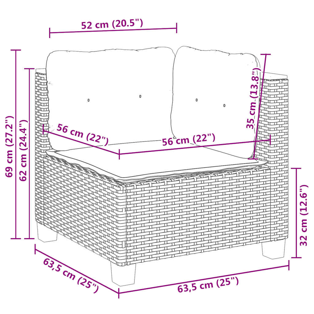 10-tlg. Garten-Sofagarnitur mit Kissen Beige Poly Rattan