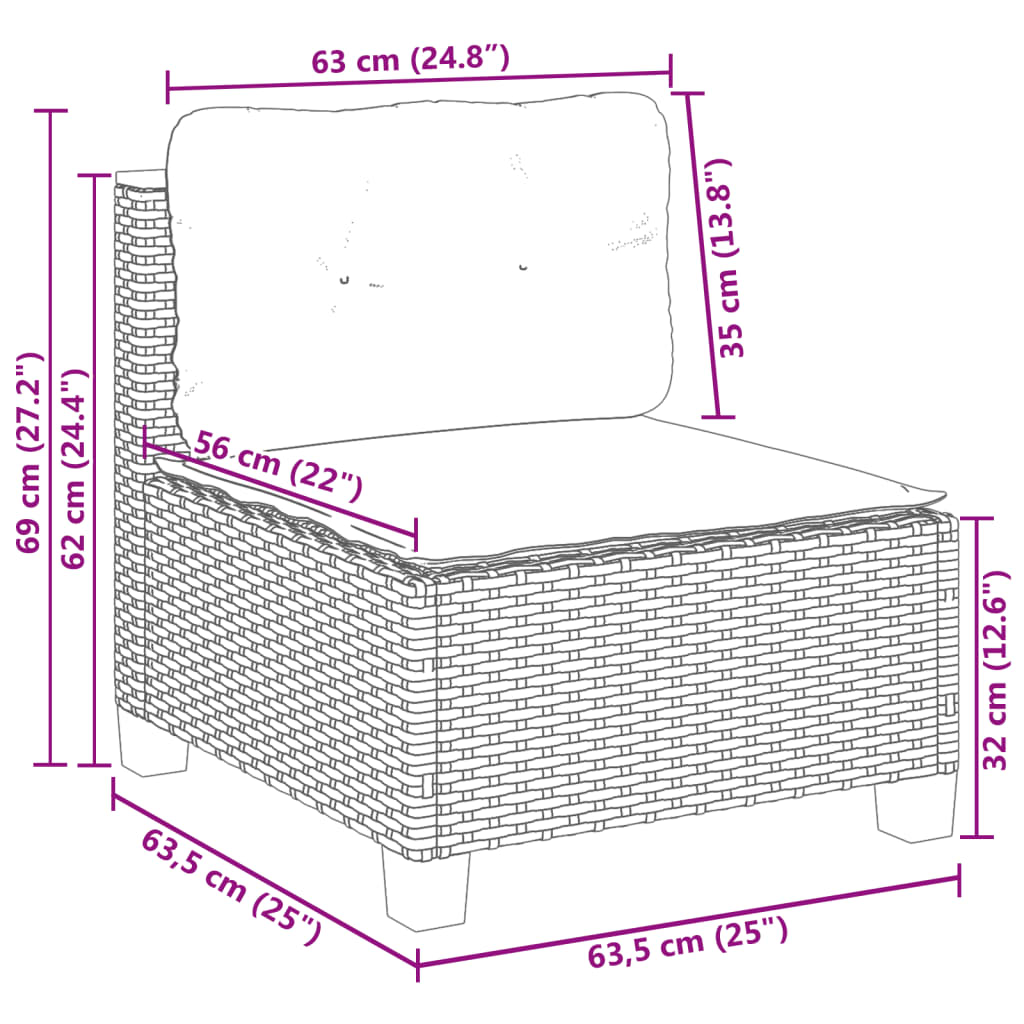 10-tlg. Garten-Sofagarnitur mit Kissen Beige Poly Rattan