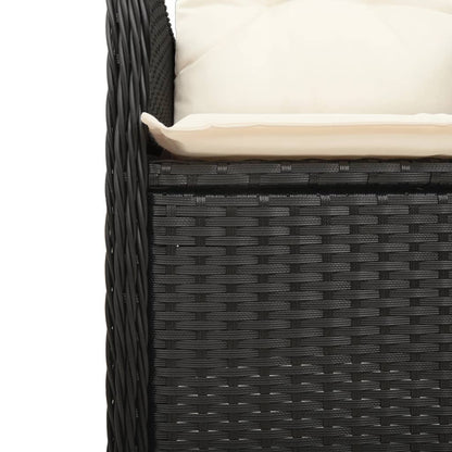 11-tlg. Garten-Bistro-Set mit Kissen Schwarz Poly Rattan