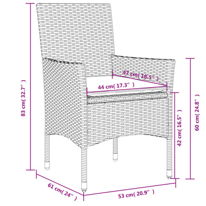 11-tlg. Garten-Essgruppe mit Kissen Schwarz Poly Rattan Glas