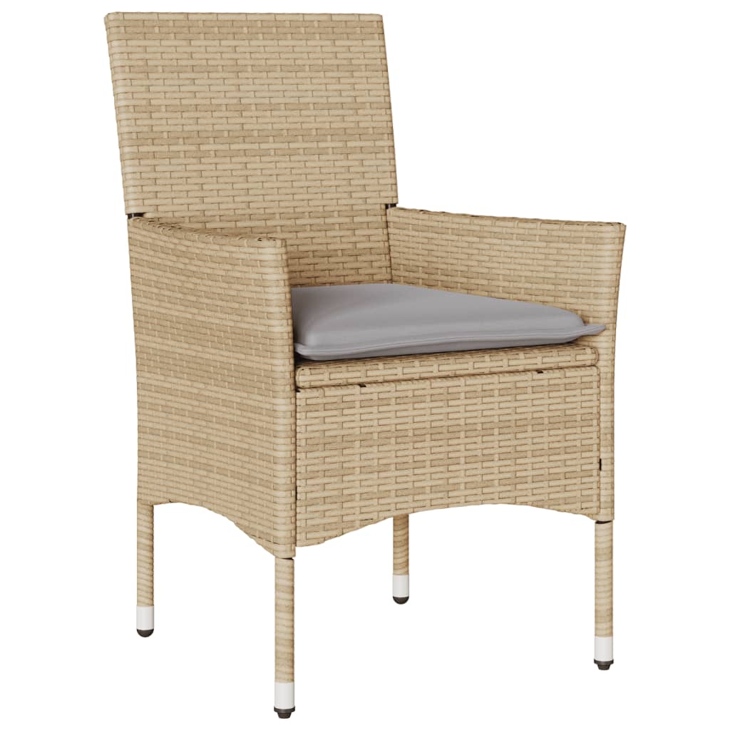 11-tlg. Garten-Essgruppe mit Kissen Beige Poly Rattan und Glas