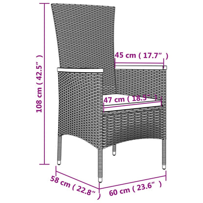 11-tlg. Garten-Essgruppe mit Kissen Schwarz Poly Rattan