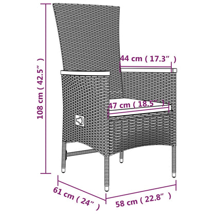 11-tlg. Garten-Essgruppe mit Kissen Grau Poly Rattan