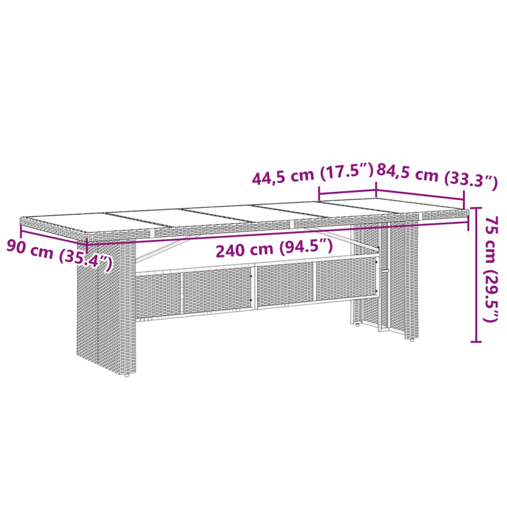 11-tlg. Garten-Essgruppe mit Kissen Grau Poly Rattan