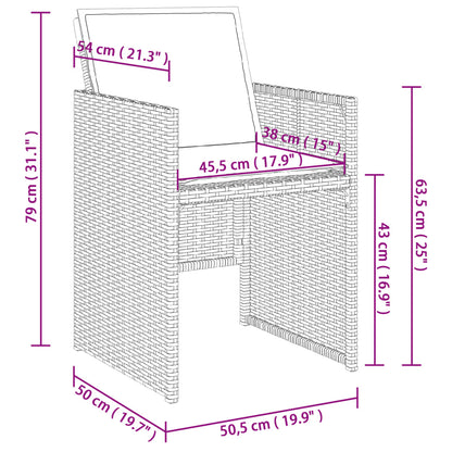 11-tlg. Garten-Essgruppe mit Kissen Braun Poly Rattan