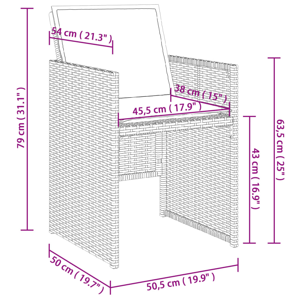 11-tlg. Garten-Essgruppe mit Kissen Beige Poly Rattan