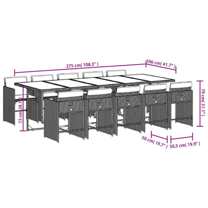 11-tlg. Garten-Essgruppe mit Kissen Beigemischung Poly Rattan