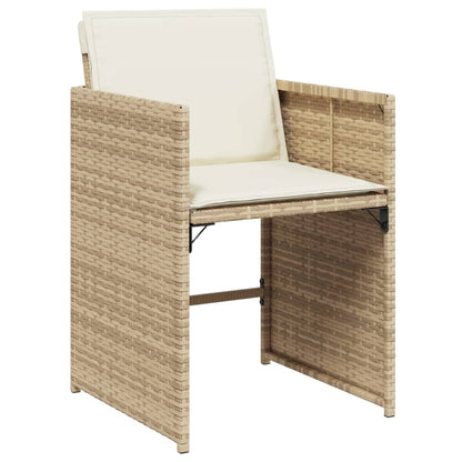 11-tlg. Garten-Essgruppe mit Kissen Beige Poly Rattan