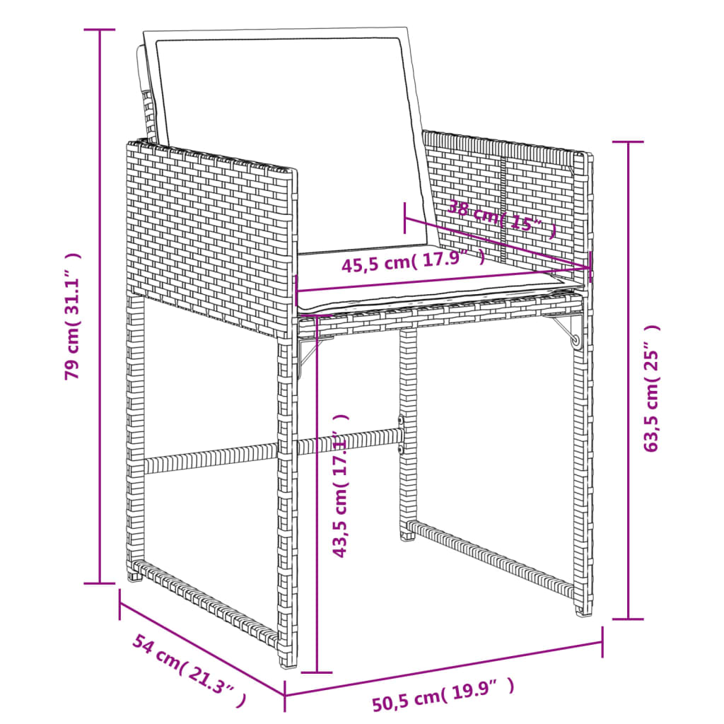 11-tlg. Garten-Essgruppe mit Kissen Schwarz Poly Rattan