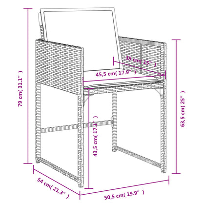 11-tlg. Garten-Essgruppe mit Kissen Hellgrau Poly Rattan