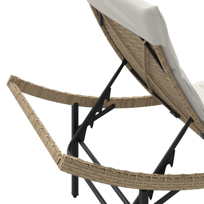 Sonnenliegen 2 Stk. mit Auflagen Beige Poly Rattan