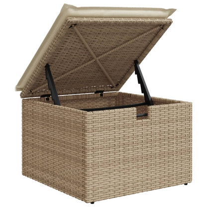 11-tlg. Garten-Sofagarnitur mit Kissen Beige Poly Rattan