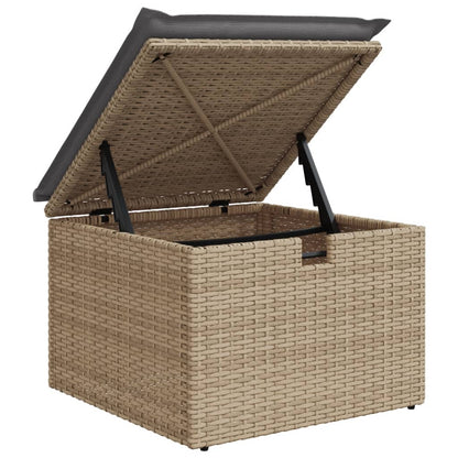 11-tlg. Garten-Sofagarnitur mit Kissen Beige Poly Rattan