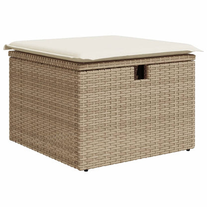 11-tlg. Garten-Sofagarnitur mit Kissen Beige Poly Rattan