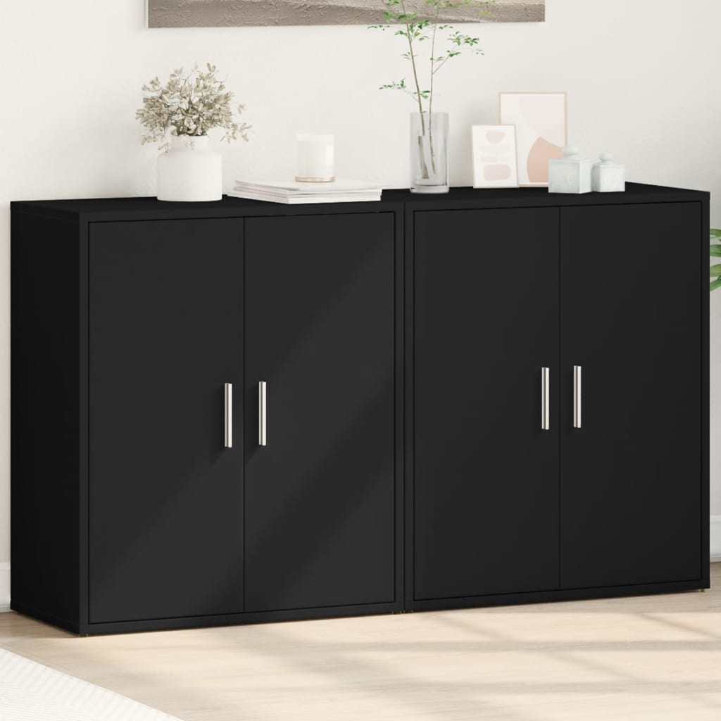 Sideboards 2 Stk. Schwarz 60x31x70 cm Holzwerkstoff