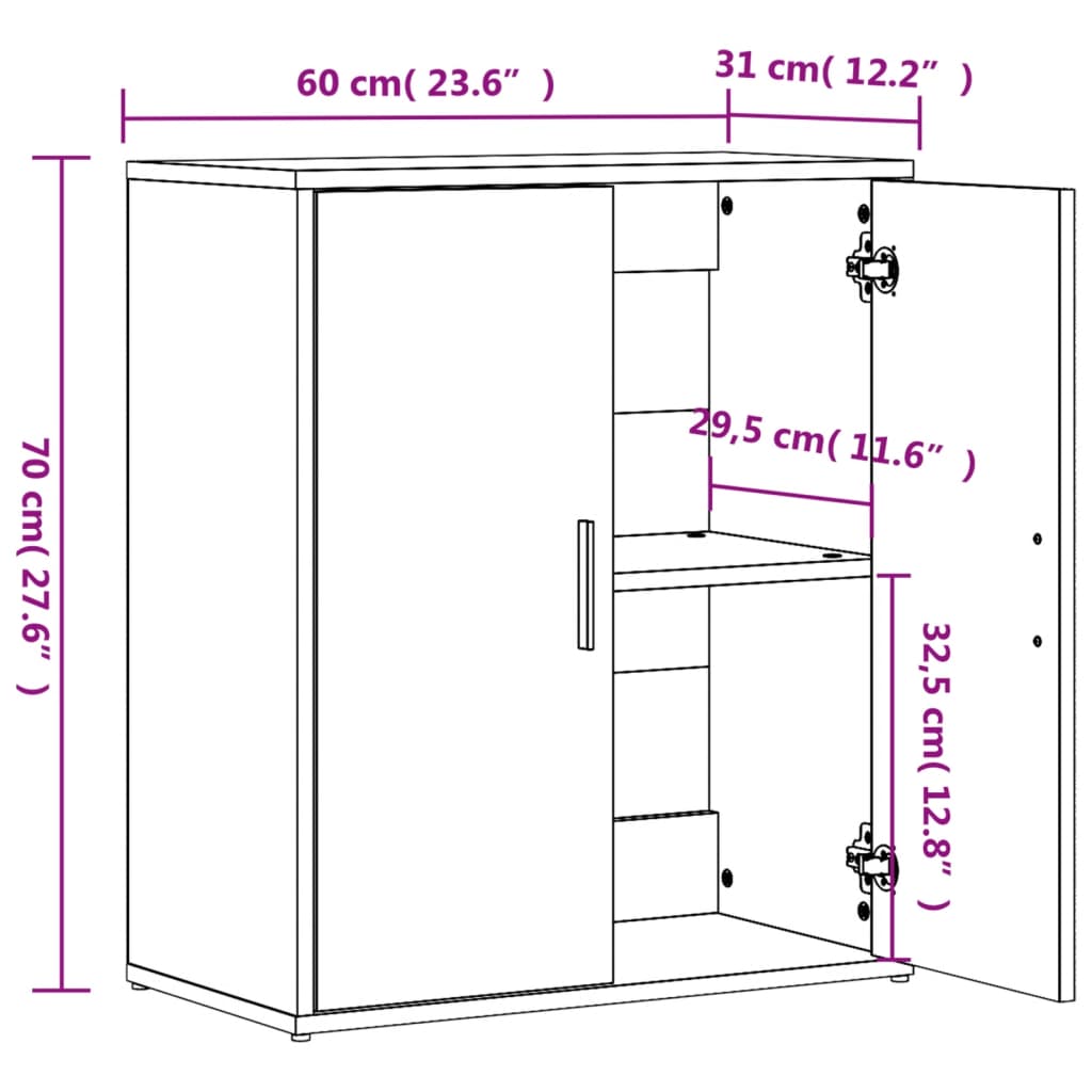 Sideboards 2 Stk. Betongrau 60x31x70 cm Holzwerkstoff