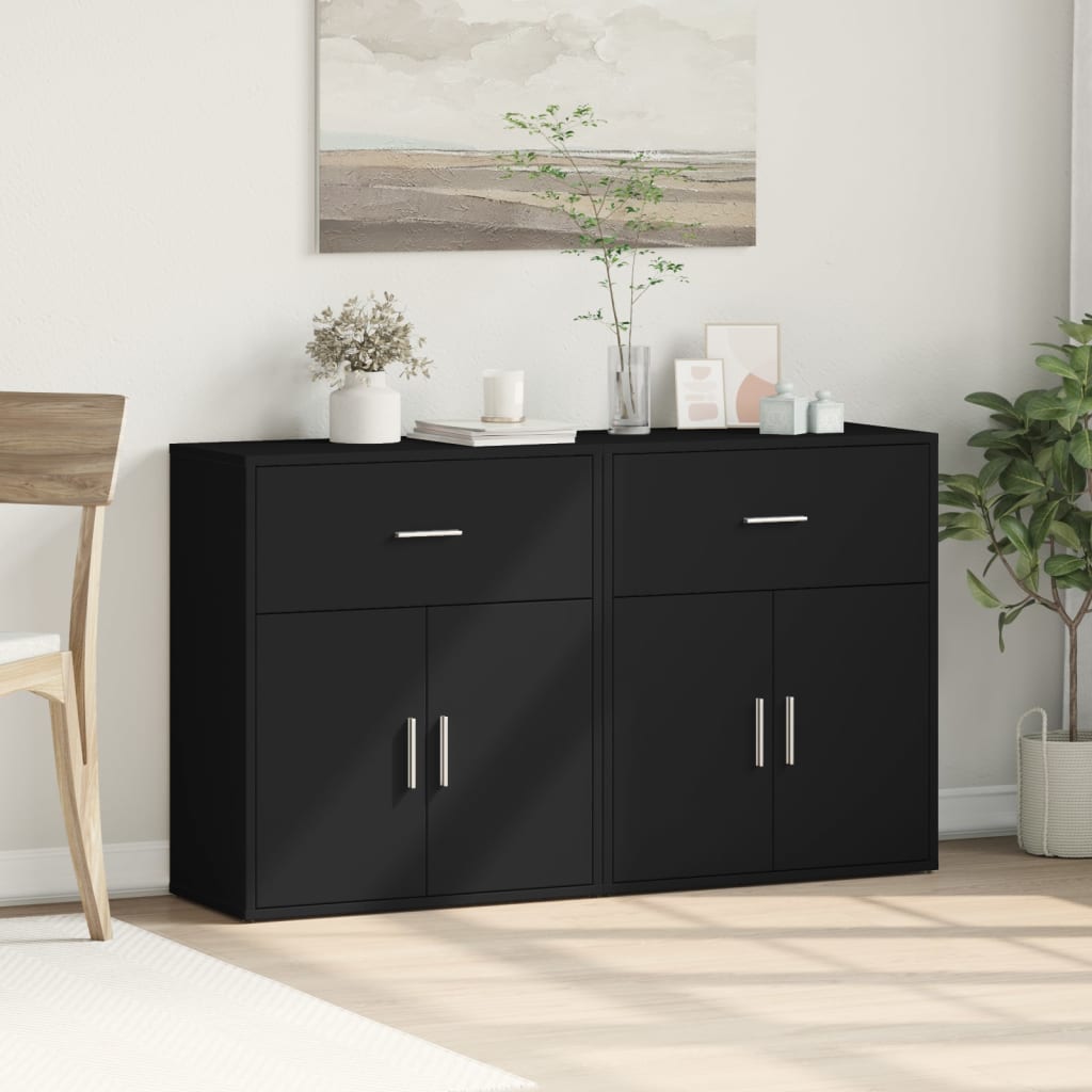 Sideboards 2 Stk. Schwarz 60x31x70 cm Holzwerkstoff