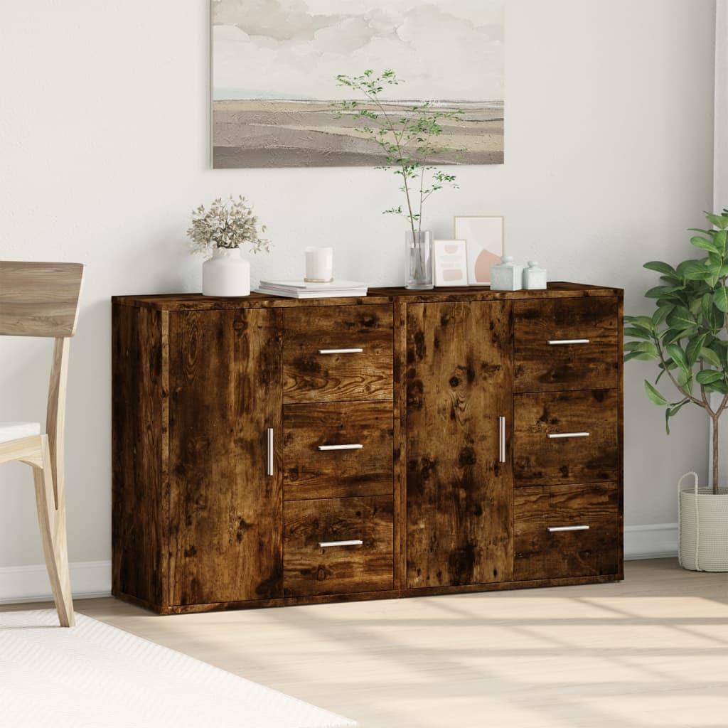 Sideboards 2 Stk. Räuchereiche 60x31x70 cm Holzwerkstoff