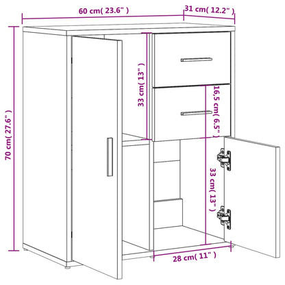 Sideboards 2 Stk. Betongrau 60x31x70 cm Holzwerkstoff