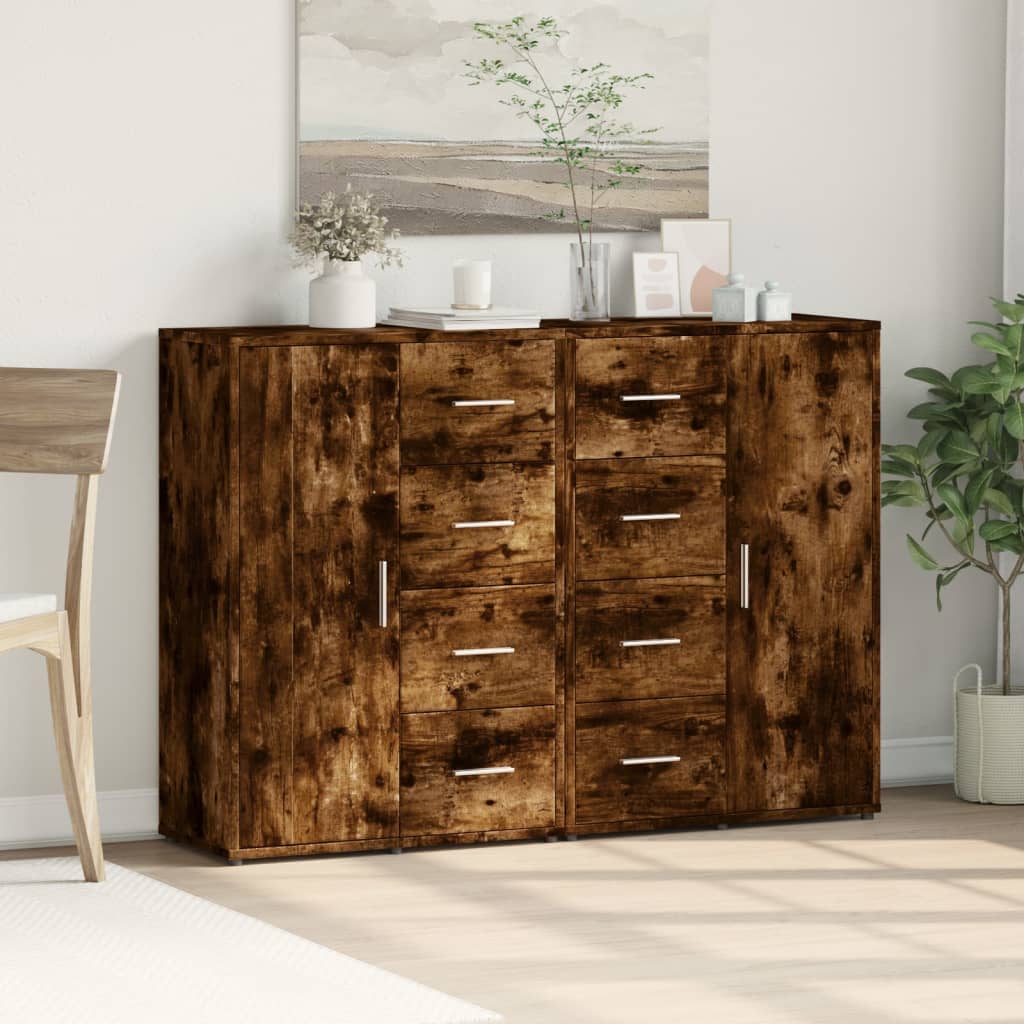 Sideboards 2 Stk. Räuchereiche 60x31x84 cm Holzwerkstoff