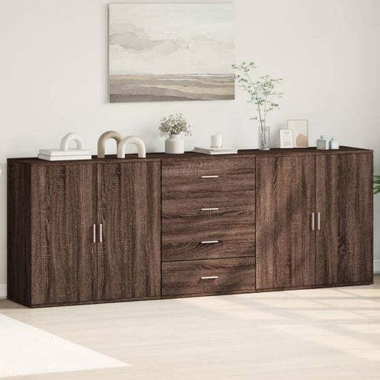 Sideboards 3 Stk. Braun Eichen-Optik Holzwerkstoff