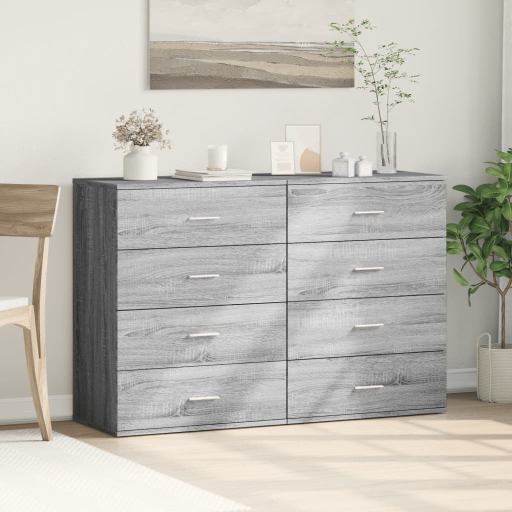 Sideboards 2 Stk. Grau Sonoma 60x39x80 cm Holzwerkstoff