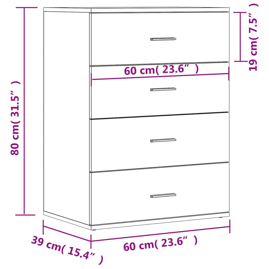 Sideboards 2 Stk. Grau Sonoma 60x39x80 cm Holzwerkstoff