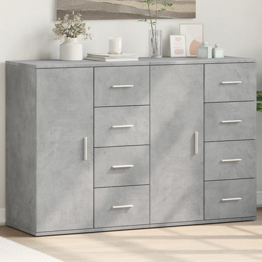 Sideboards 2 Stk. Betongrau 59x39x80 cm Holzwerkstoff