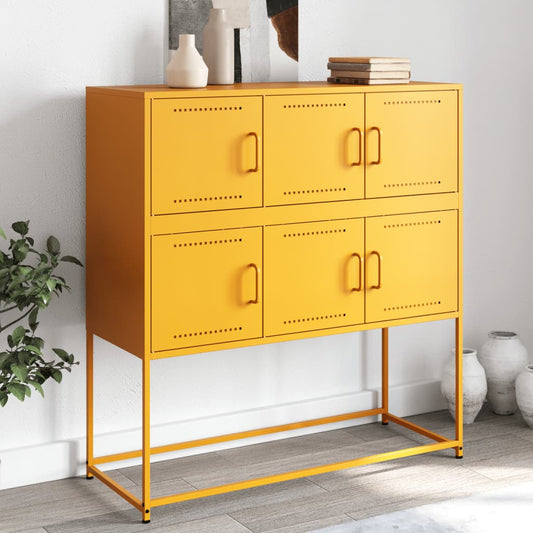 Sideboard Senfgelb 100,5x39x107 cm Stahl