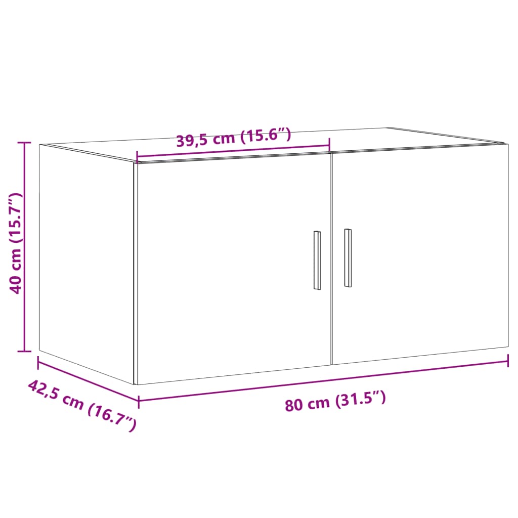 Wandschrank Weiß 80x42,5x40 cm Holzwerkstoff