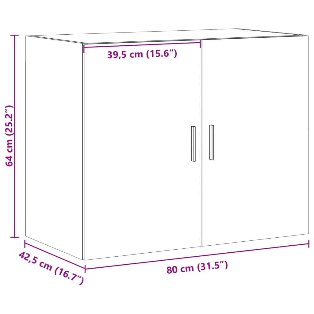 Wandschrank Betongrau 80x42,5x64 cm Holzwerkstoff