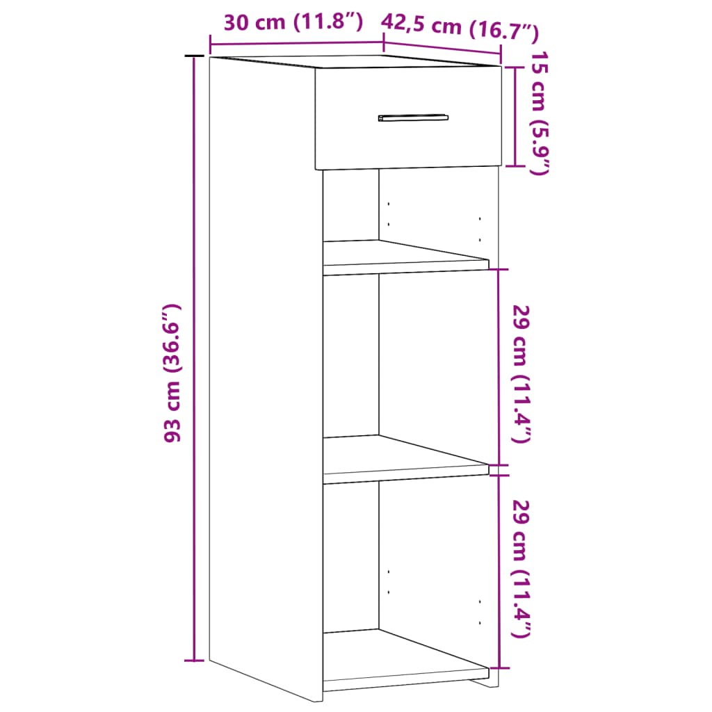 Sideboard Weiß 30x42,5x93 cm Holzwerkstoff