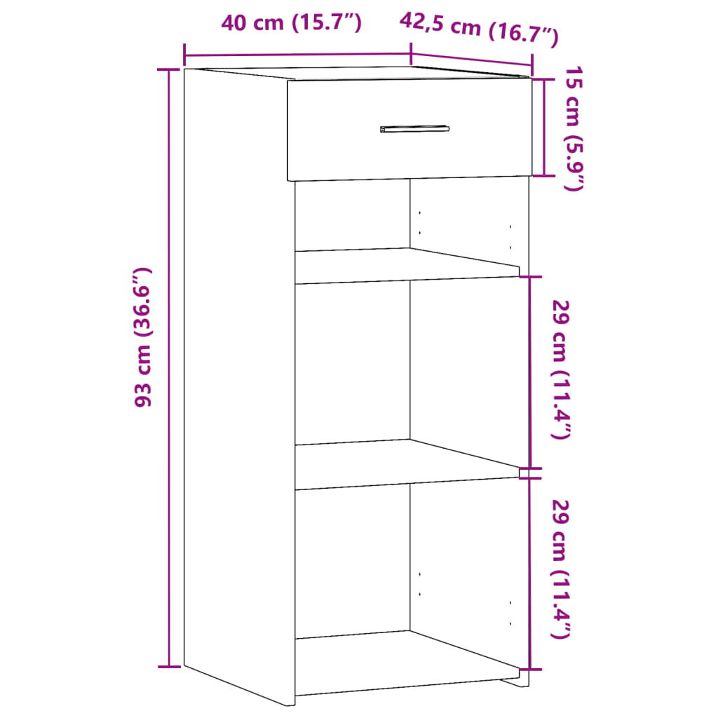 Sideboard Weiß 40x42,5x93 cm Holzwerkstoff