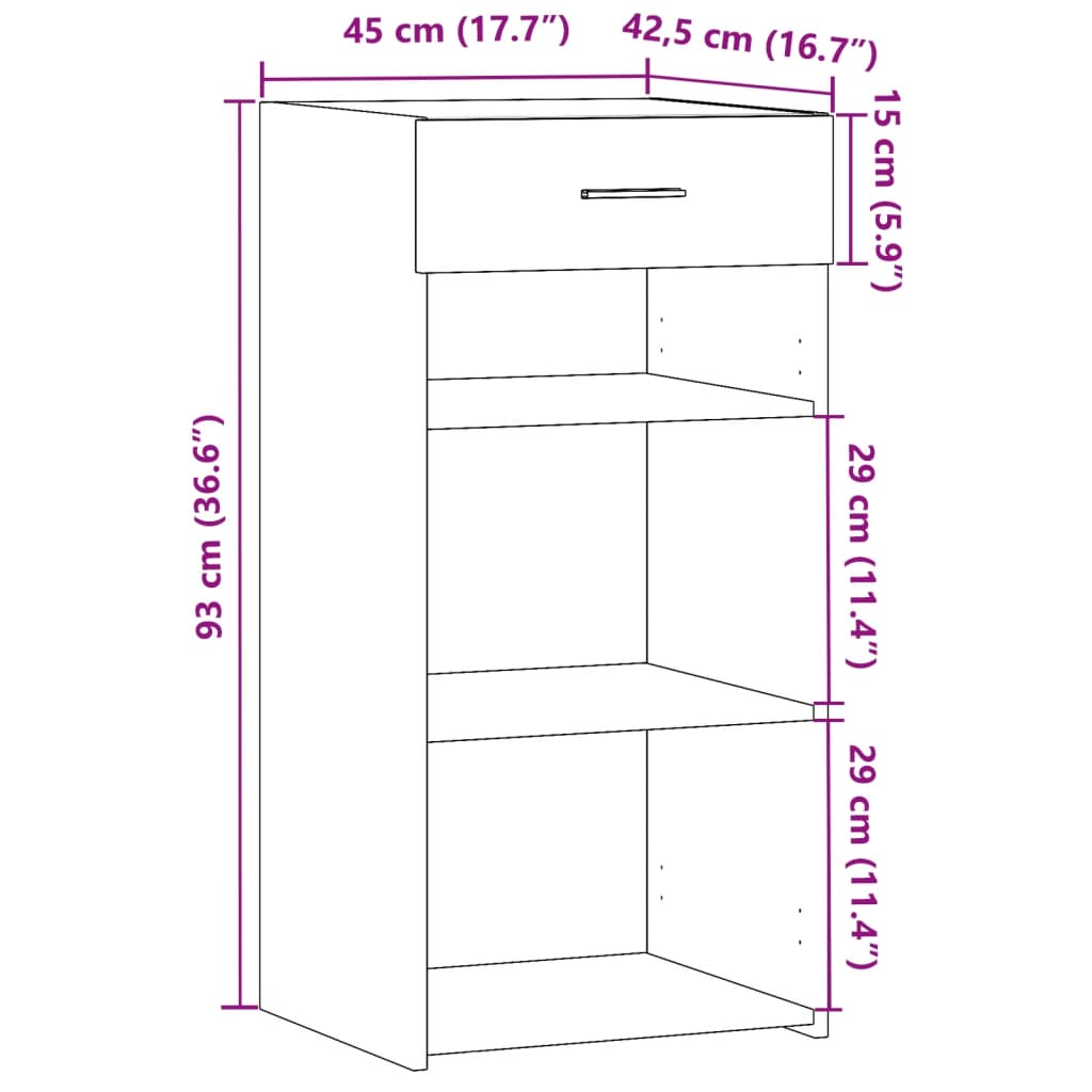 Sideboard Sonoma-Eiche 45x42,5x93 cm Holzwerkstoff