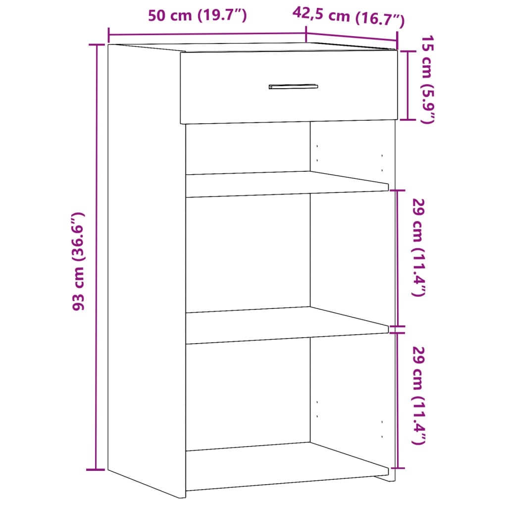 Sideboard Schwarz 50x42,5x93 cm Holzwerkstoff