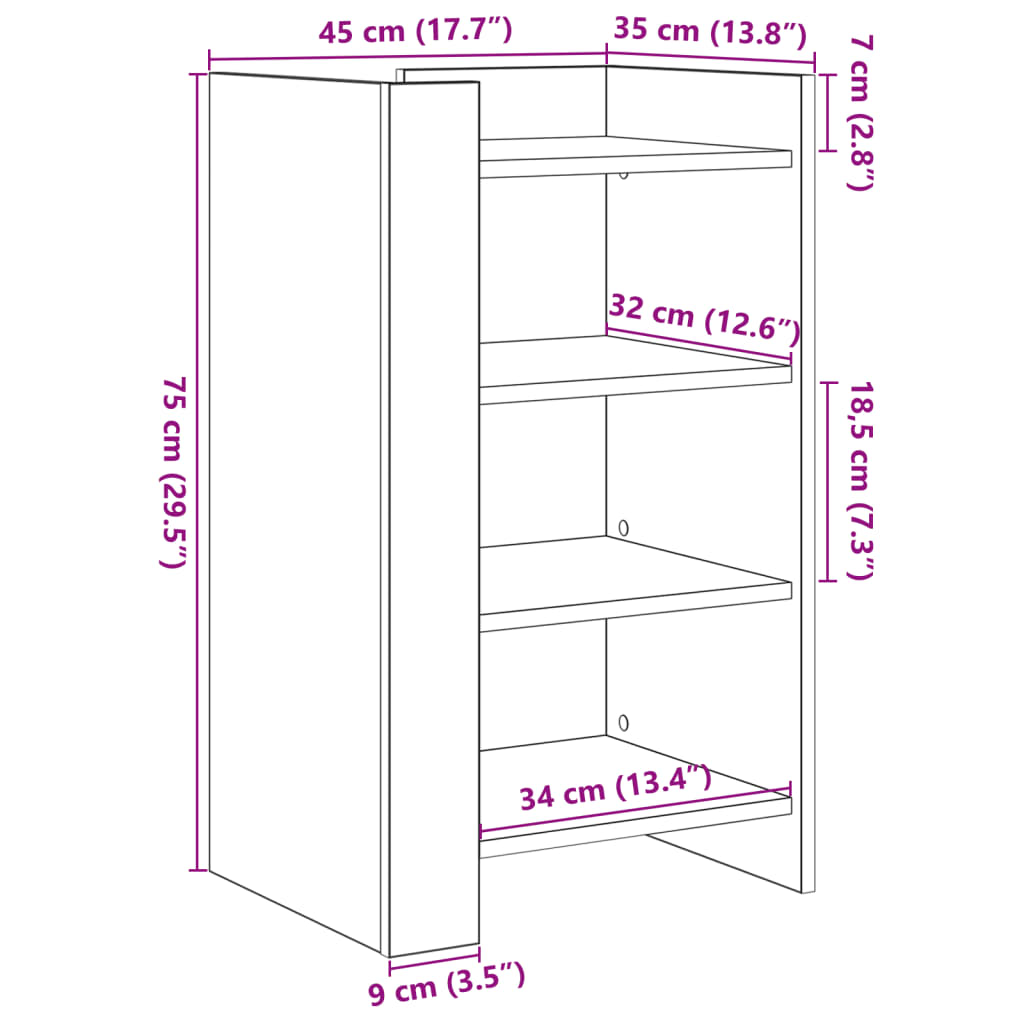 Sideboard Schwarz 45x35x75 cm Holzwerkstoff