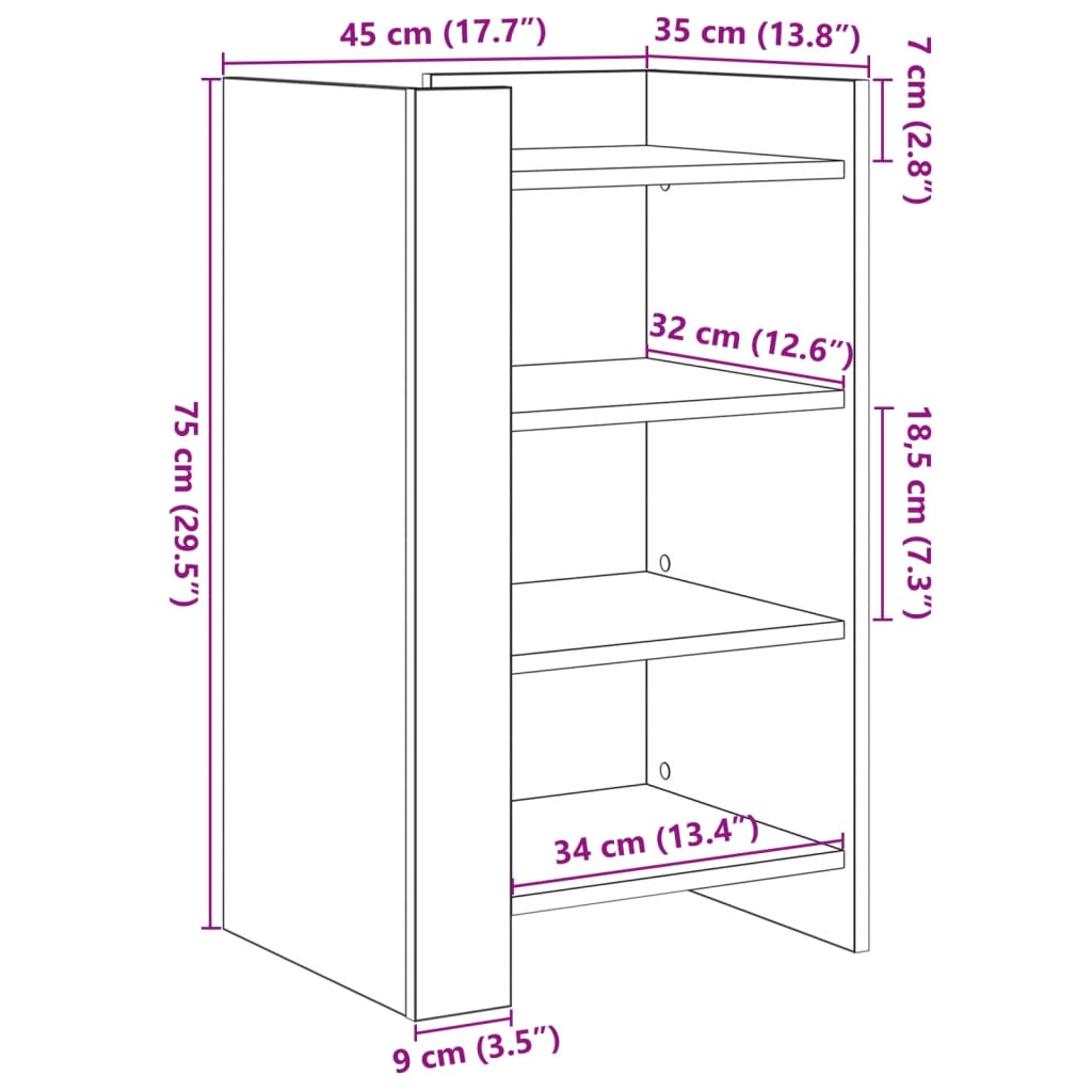 Sideboard Sonoma-Eiche 45x35x75 cm Holzwerkstoff