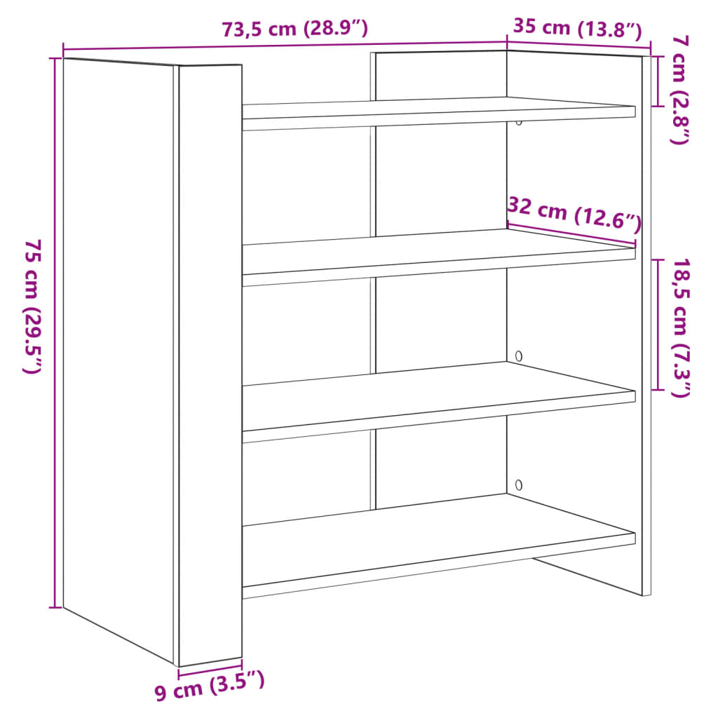 Sideboard Räuchereiche 73,5x35x75 cm Holzwerkstoff