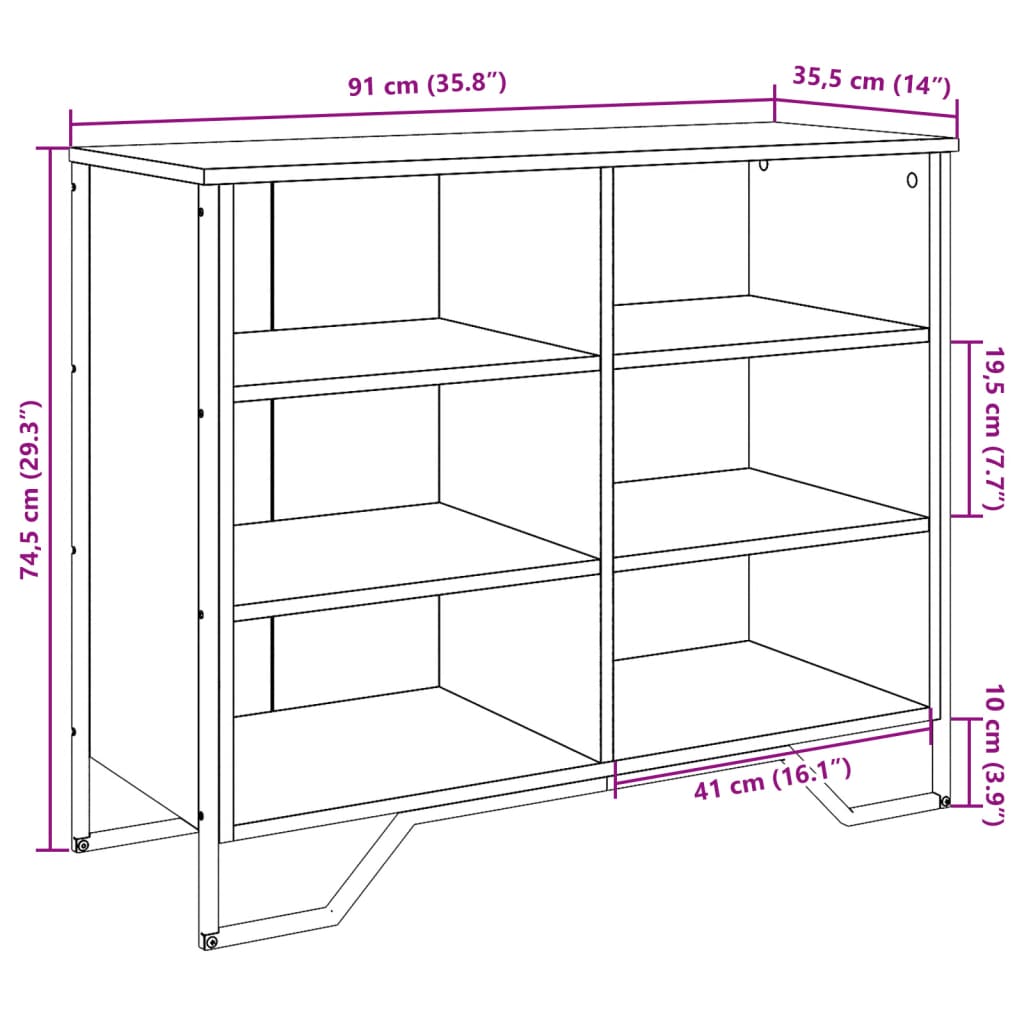 Sideboard Schwarz 91x35,5x74,5 cm Holzwerkstoff