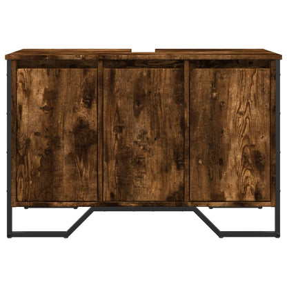 Waschbeckenunterschrank Räuchereiche 91x35x60 cm Holzwerkstoff