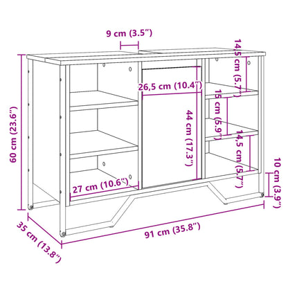 Waschbeckenunterschrank Schwarz 91x35x60 cm Holzwerkstoff