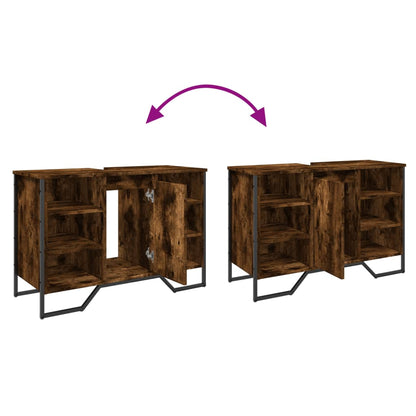 Waschbeckenunterschrank Räuchereiche 91x35x60 cm Holzwerkstoff