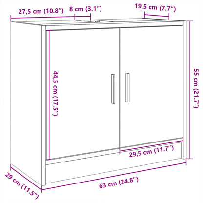 Waschbeckenunterschrank Sonoma-Eiche 63x29x55 cm Holzwerkstoff