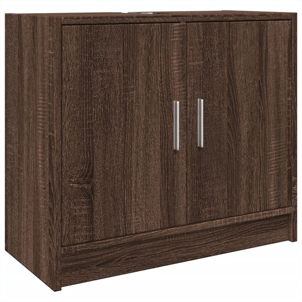 Waschbeckenschrank Braun Eichen-Optik 63x29x55 cm Holzwerkstoff