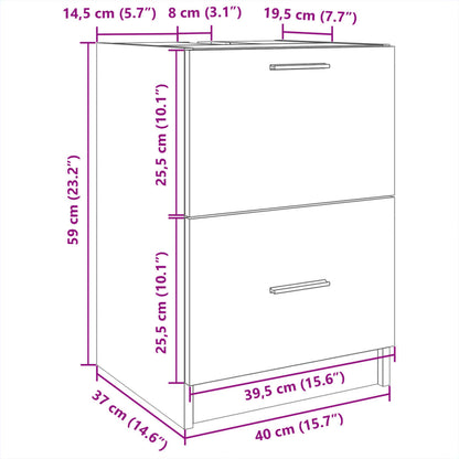 Waschbeckenunterschrank Schwarz 40x37x59 cm Holzwerkstoff