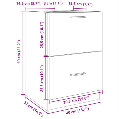 Waschbeckenunterschrank Braun Eichen-Optik 40x37x59 cm